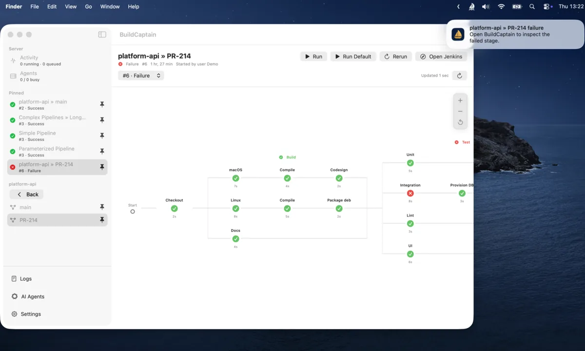 Failure and recovery alerts, natively