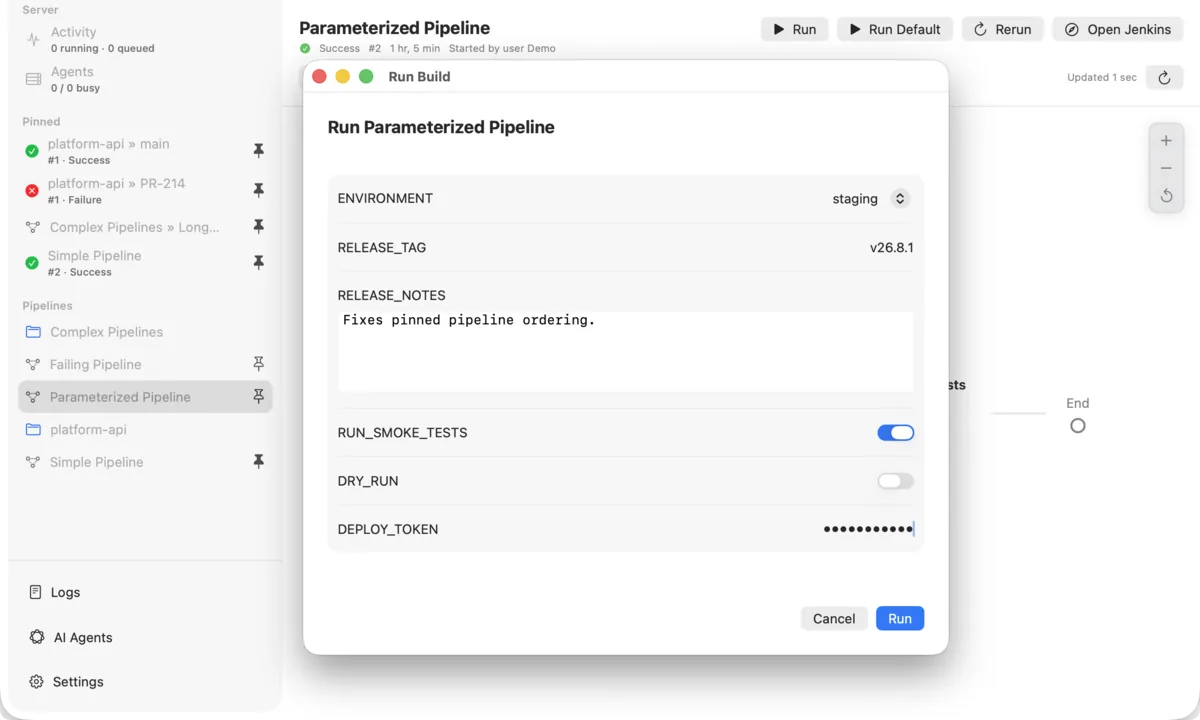 Trigger parameterized builds from your Mac